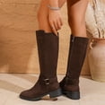 thumbnail image 4 of Yeahitch Women Boots Mid Calf Zippers Womens Winter Boots Round Toe Chunky Heel Warm Comfortable Tall Boots, 4 of 7