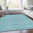thumbnail image 3 of HomeRoots 676090 8 x 10 ft. Teal & Ivory Geometric Transitional Washable Machine Made Rectangle Area Rug with UV Protection, 3 of 7