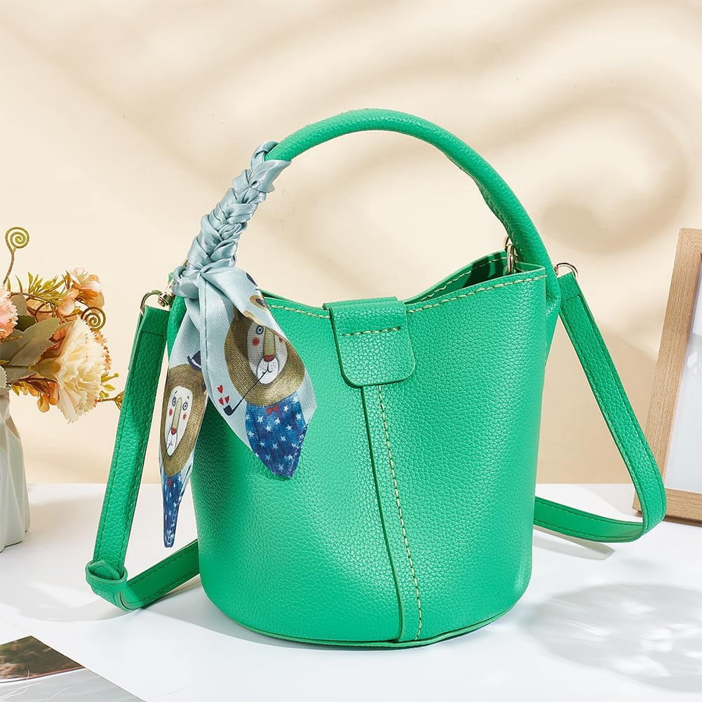 Brown DIY Imitation Leather Bucket Bag Sewing Kit Women Handbag Making Set Imitation Leather Clutch Bag Making Material Accessories for DIY Handmade Bag Craft 6.7x3.9x4.72 Inch Green