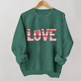 thumbnail image 2 of Womens Valentine's Day Sweatshirt Love Graphic Oversized Crewneck Casual Loungewear Shirt Green,Size S, 2 of 6