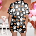 thumbnail image 4 of Womens Outfits Halloween Airy Loose Print Short Sleeve Lapel Buttoned Pocket Top And Shorts 2 Piece At Home Wear Women's Clothing Sets L, 4 of 5