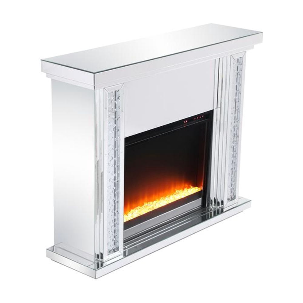 47.5 in. Crystal mirrored mantle with crystal insert fireplace