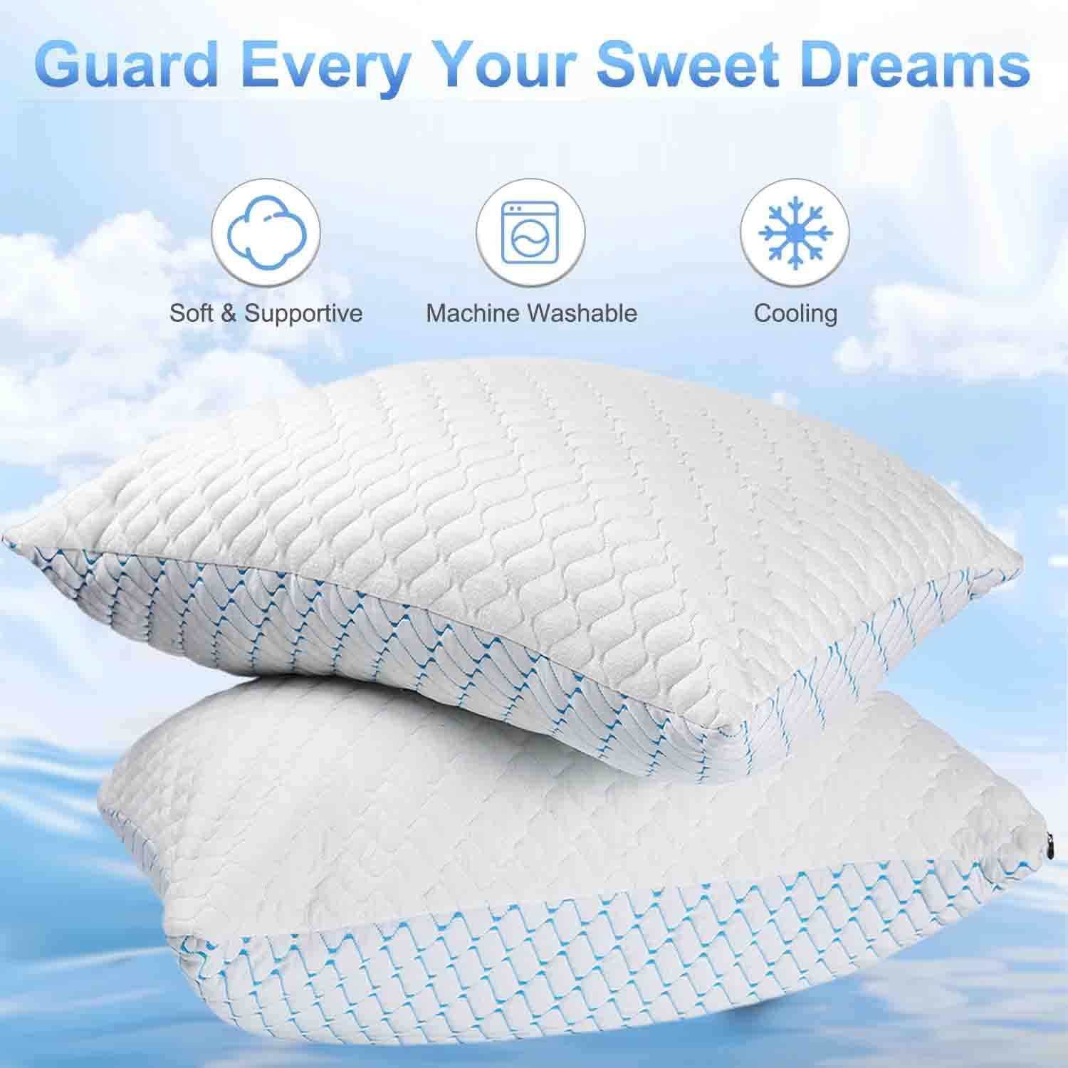 Pillows for Sleeping (2-Pack), Luxury Hotel Pillows Queen Size Set of 2,Bed Pillows for Side and Back Sleeper (Queen)