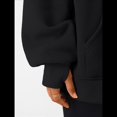thumbnail image 4 of Sudadera con Capucha de Gran Tamaño con Cuello en V y Abertura para el Pulgar para Mujer, Estilo Y2K, Moda de Otoño. Negro L, 4 of 8