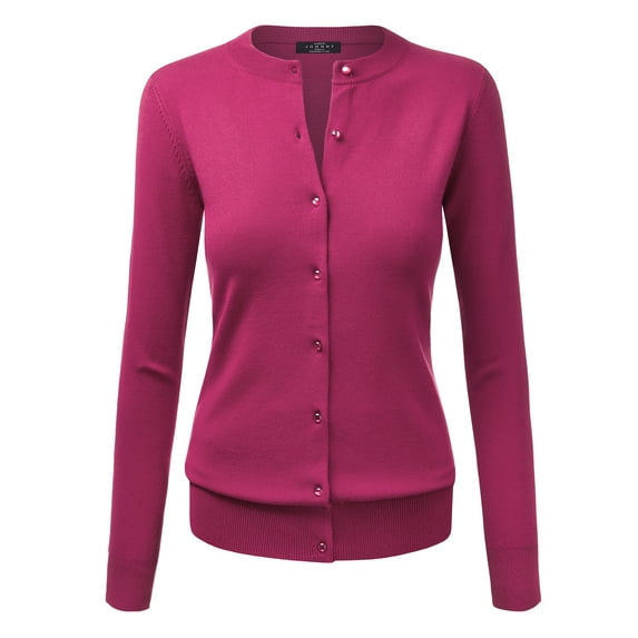 Made by Johnny Women's Keep It Classic Round Cardigan XXL MAGENTA