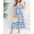 thumbnail image 4 of Vestido Pinup Fashion para mujer, talla grande, floral, azul y blanco, 4 of 6