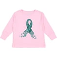 thumbnail image 3 of Inktastic Ovarian Cancer Awareness Teal Ribbon Made of Hearts Boys or Girls Long Sleeve Toddler T-Shirt, 3 of 5