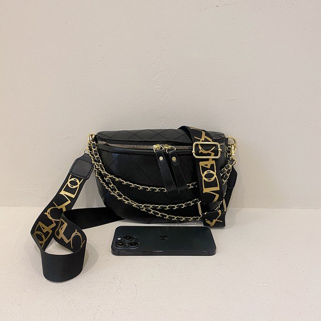 Bolsa De Hombro Bolsa de pecho a la moda para mujer, bolsa de sillín acolchada con cremallera informal para regalo (negro) Hugtrwg Para Estrenar