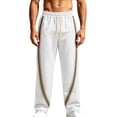 thumbnail image 5 of Mens Trendy Striped Sweatpants Flowy Wide Leg Pants Running Workout Casual White 3XL, 5 of 6