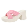 thumbnail image 1 of IUJSOY Womens Platform Heels Open Square Toe Slip on Dressy Pumps Shoes Chunky Block Heeled Wegdes, 1 of 6
