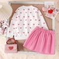 thumbnail image 6 of Toddler Girl Outfits Valentine's Day Heart Print Long Sleeve Sweater and Skirt Two Piece Set Fashion Trend Soft Outfit for Girls Pink 3 Years-4 Years, 6 of 7