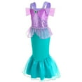 thumbnail image 5 of HAWEE Little Girls Mermaid Costume Princess Dress Halloween Outfits Cosplay Fancy Dress with Wig, 5 of 7