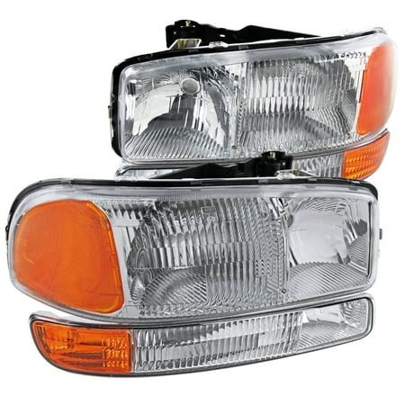 - Spec-D Tuning 1999-2006 Gmc Sierra 2000-2006 Yukon Xl Chrome Headlights + Clear Bumper Lights + Amber 1999 2000 2001 2002 2003 2004 2005 2006 (Left + Right)