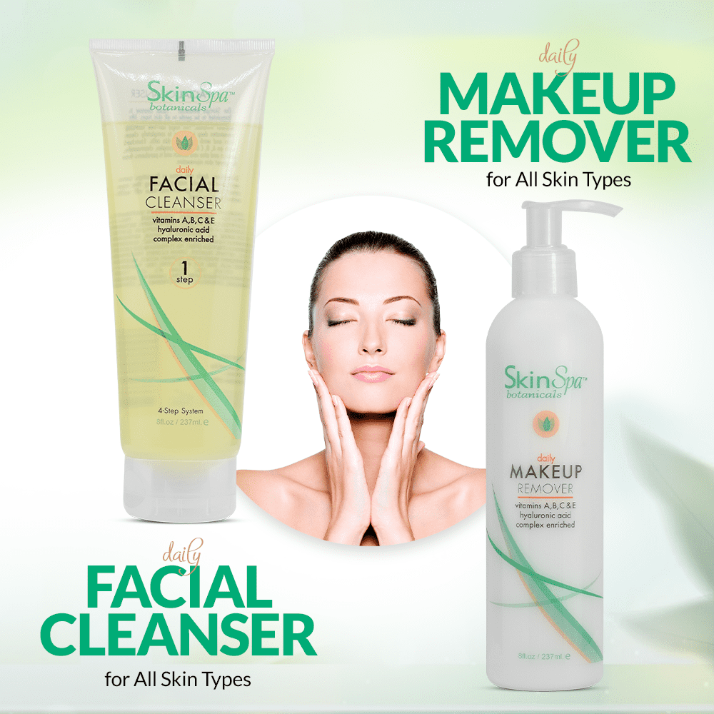SKIN SPA Facial Cleanser Set, 8 oz - Daily Routine Kit with Aloe Vera, Face Wash, Scrub, Toner