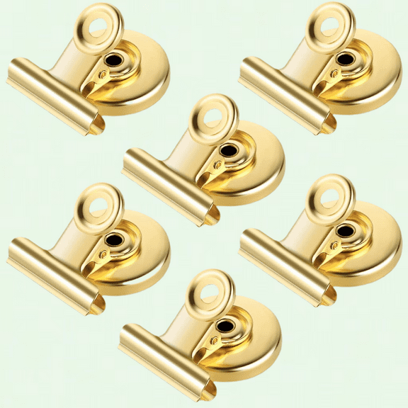 6 Pack Magnetic Clips for Fridge, Gold Refrigerator Magnets Clips Heavy Duty