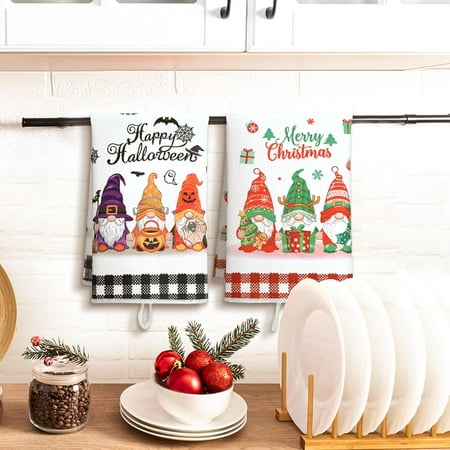 MHAWBL-8 Pcs Gnomes Seasonal Kitchen Towels Holiday Hand Dish Towels Set Decorative Tea Cloths for Valentine St. Patricks Day Easter Home Kitchen Bathroom Decor 16 x 24 inch