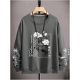 thumbnail image 3 of AIR-Chandails en Molleton pour Hommes Lettres Florales Graphique Col Rond Manches Longues Pull Automne Tops, 3 of 4