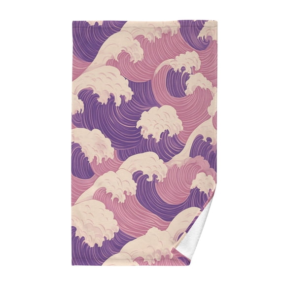 Yayeee 100% Cotton Hand Towels for Bathroom 16" x 28" Soft Absorbent Kitchen Towel, Purple Wave Pattern
