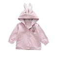 thumbnail image 3 of Mercatoo Toddler Baby Girls Boys Waterproo𝐟 Windbreaker Hooded Jacket Outwear Kids Bunny Ear Sweatshirt Rain Jacket Fall, 3 of 9