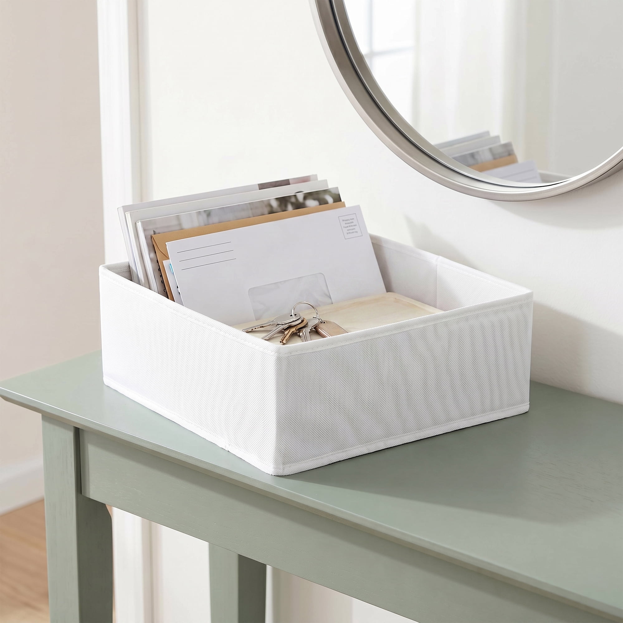 Unique Bargains Storage Bin with Zipper for Organizing Clothes White 11" x 11" x 4.7"