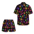 thumbnail image 5 of FKEKYI Colorful Dog Paw Print Women's Short Set 2 Pcs for Summer Open Front Top & Shorts with Elastic Waist Lightweight Beach Set Resort Wear for Home Lounging, M, 5 of 7