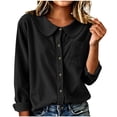 thumbnail image 2 of Neewe Cotton Blend Button Down Shirt for Women Collared Blouse Casual Long Sleeve Tops Daily Outfits, 2 of 6