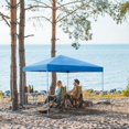 thumbnail image 2 of Smartxchoices Tente Pliante 10 x 10 Pieds - Abri de Plage Instantané avec Sac de Transport à Roulettes, 4 Cordes, Pieds Droits, Piquets, Tente Extérieure Réglable en Hauteur Protection Solaire, Bleu, 2 of 7