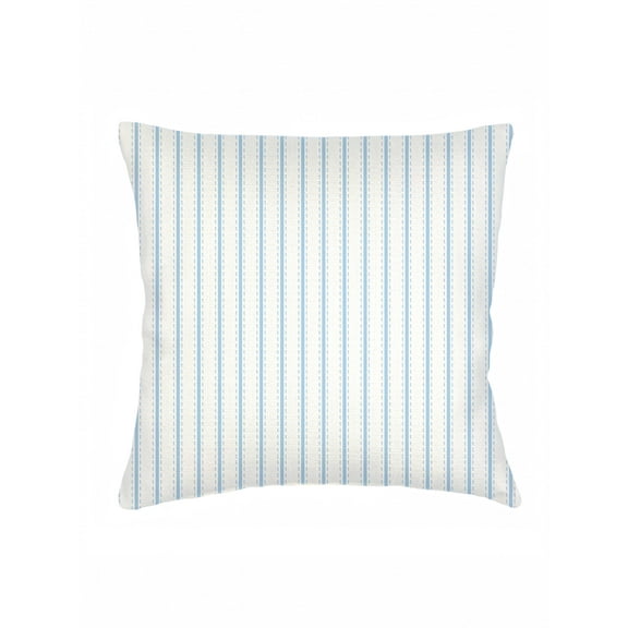 Blue French Stripe Linen Euro Pillow 26x26 Down Alternative