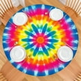 thumbnail image 2 of Colorful Rainbow Tie Dye Spiral Pattern Round Fitted Tablecloth with Elastic Edge,Dining Table Cover Waterproof,Outdoor Round Tablecloth for Camping,Dining,Indoor and Outdoor, 2 of 7