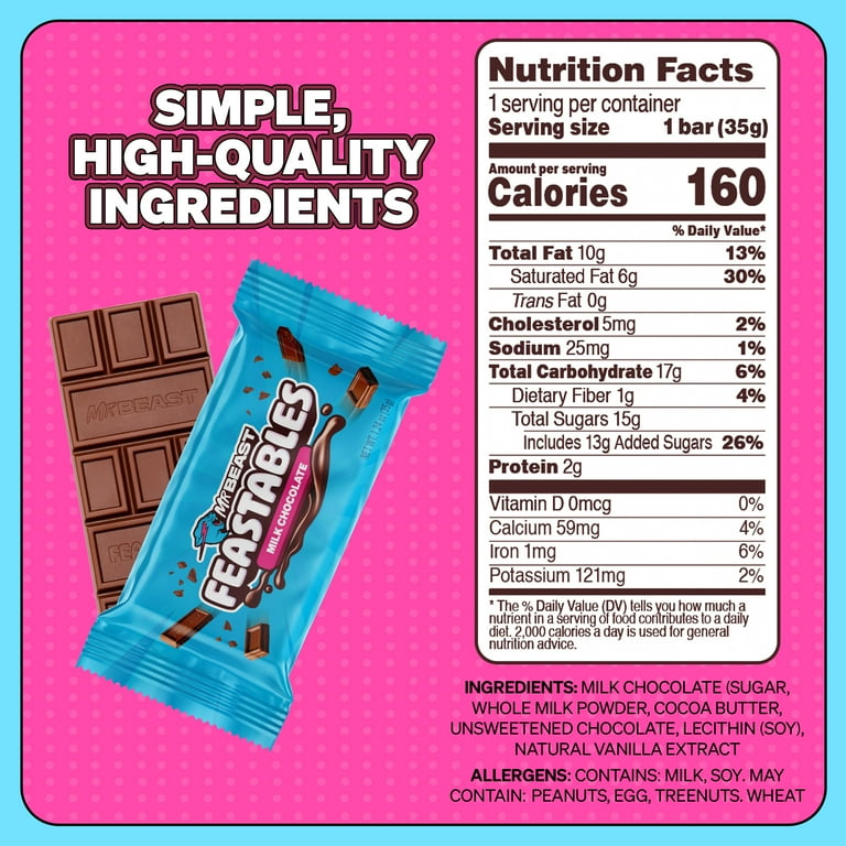 Feastables Improved MrBeast Milk Chocolate Bar, Smoother