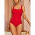 thumbnail image 6 of Charmo Womens Ribbed One Piece Swimsuits Scalloped Monokini Bathing Suits, 6 of 7