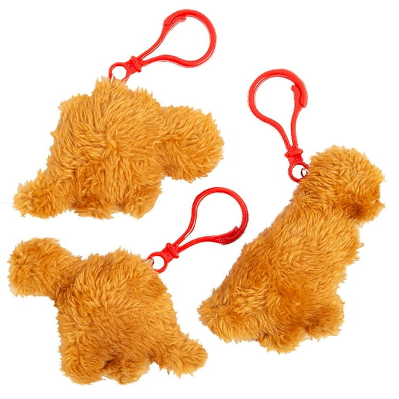 Fun Express 2 1/2" – 3" Dino Chicken Nugget Backpack Clip Keychains - 12 Pc.