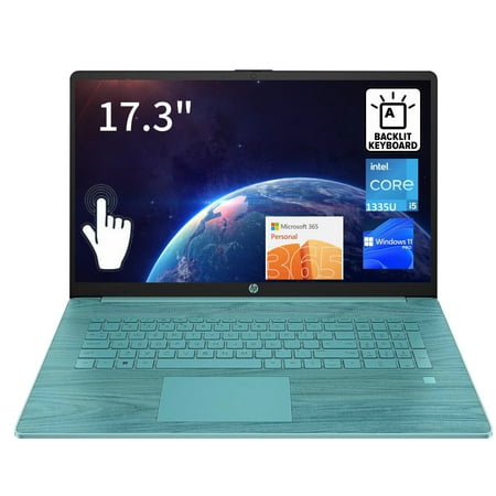 Newest HP 17 Laptop,17.3" HD+ Touchscreen Laptop,Intel Core i5-1335U Processor, 8GB RAM, 1TB SSD,Backlit Keyboard,Fingerprint Reader,Windows 11 Pro,Teal