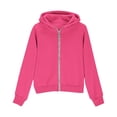 thumbnail image 4 of WAYUTE Girls Sweatshirt Rib Knit Zip Up Hoodies Solid Color Raglan Long Sleeve Sweatshirt with Thumb Holes Fall Winter Casual Outdoor,Pink,Size 9-10 Y, 4 of 6