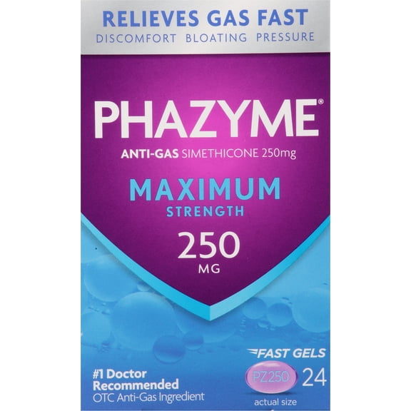 Phazyme Maximum strength gas relief 250 mg softgels, 24 ct