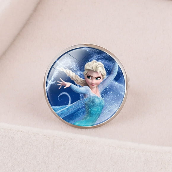 Anime Frozen Princess Ring Elsa Anna Collection Children's Ring Snow White Moana Doll Toys Cartoon Figure Jewelry Girls Gift