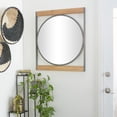 thumbnail image 2 of DecMode 30" x 34" Brown Wall Mirror with Wood Accents, 2 of 7