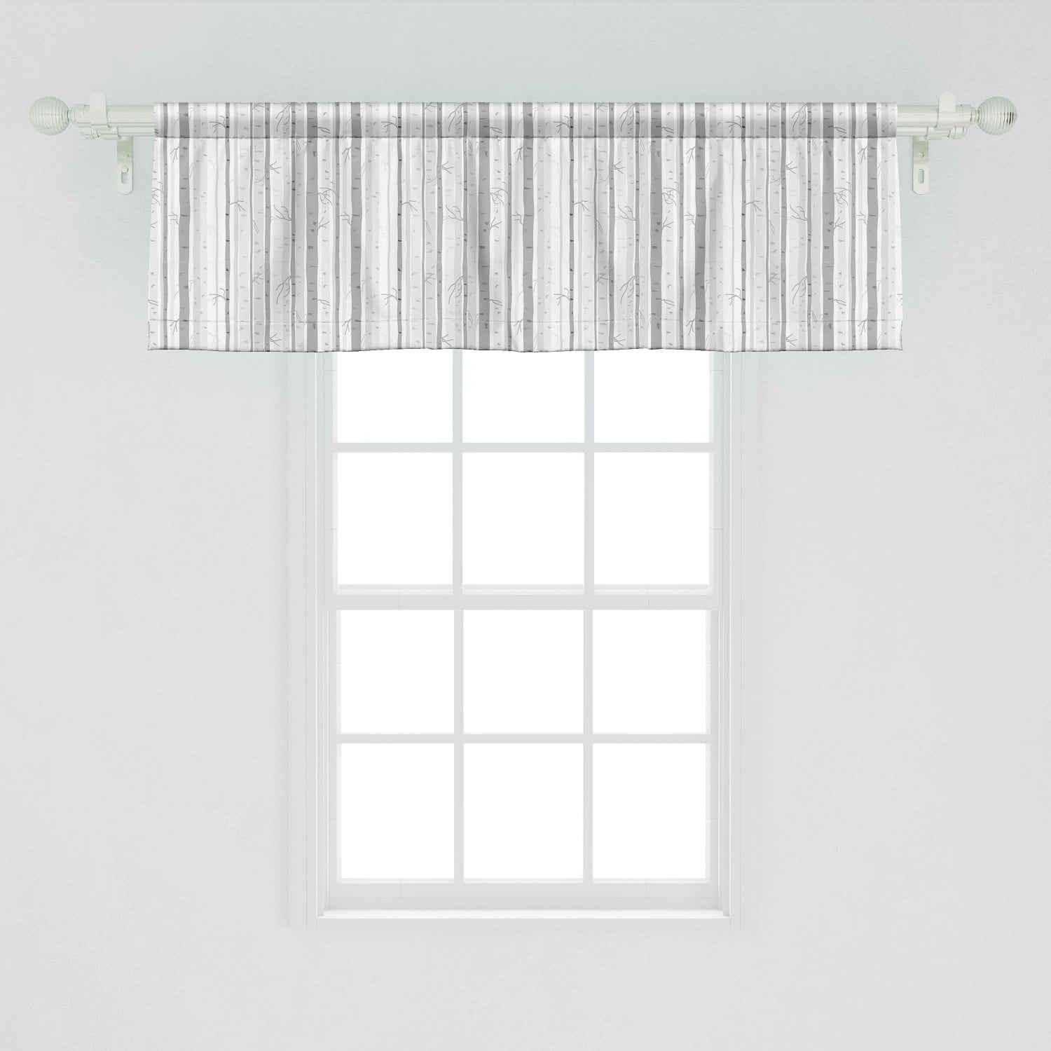 Tree Print Semi-Sheer Valance Curtain for Windows 15 inch Length Branch Design Kitchen Valance for Bathroom 50 W 1 Panel 