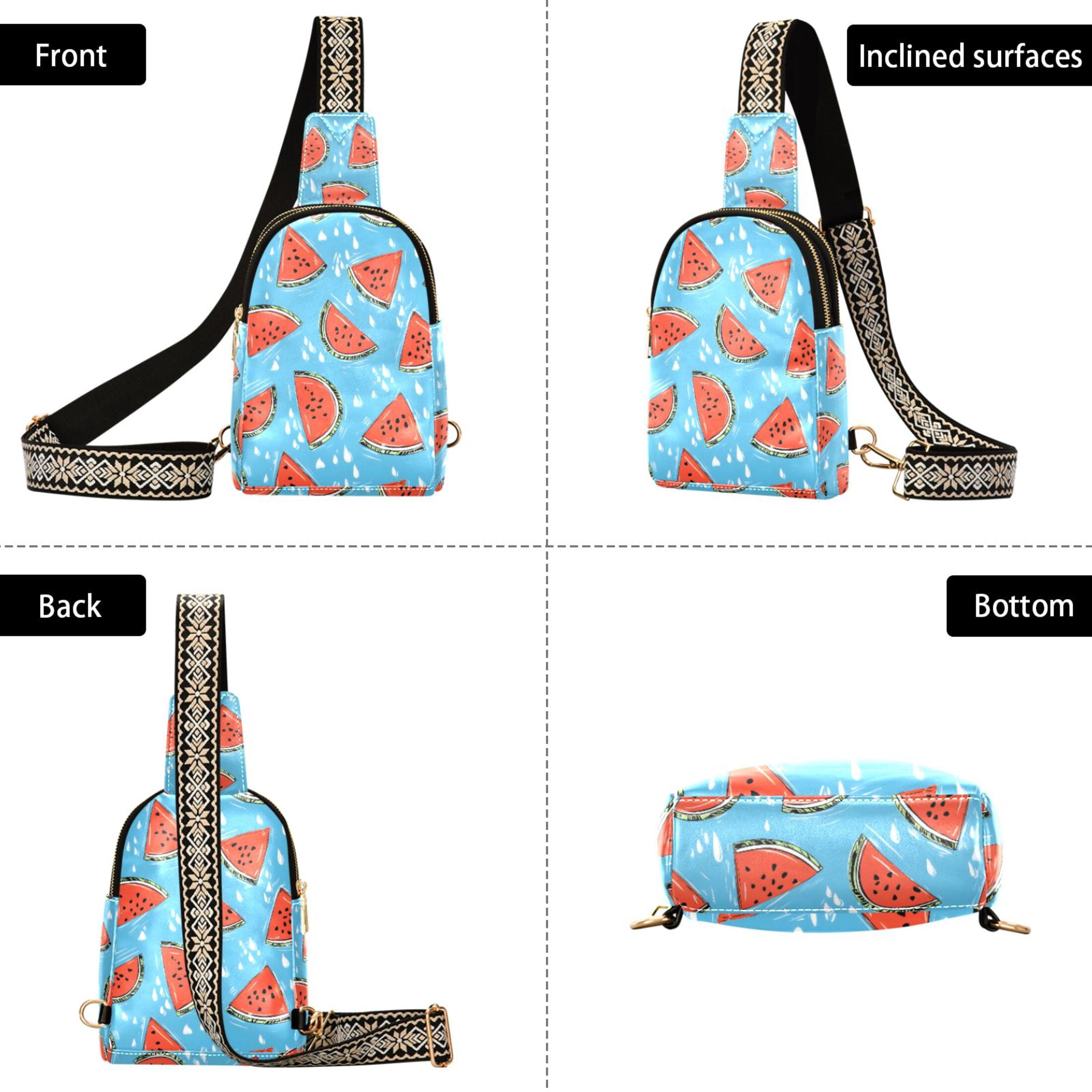 ALAZA Watermelon Cute Sling Bag for Women Men Waterproof Crossbody Chest Bags