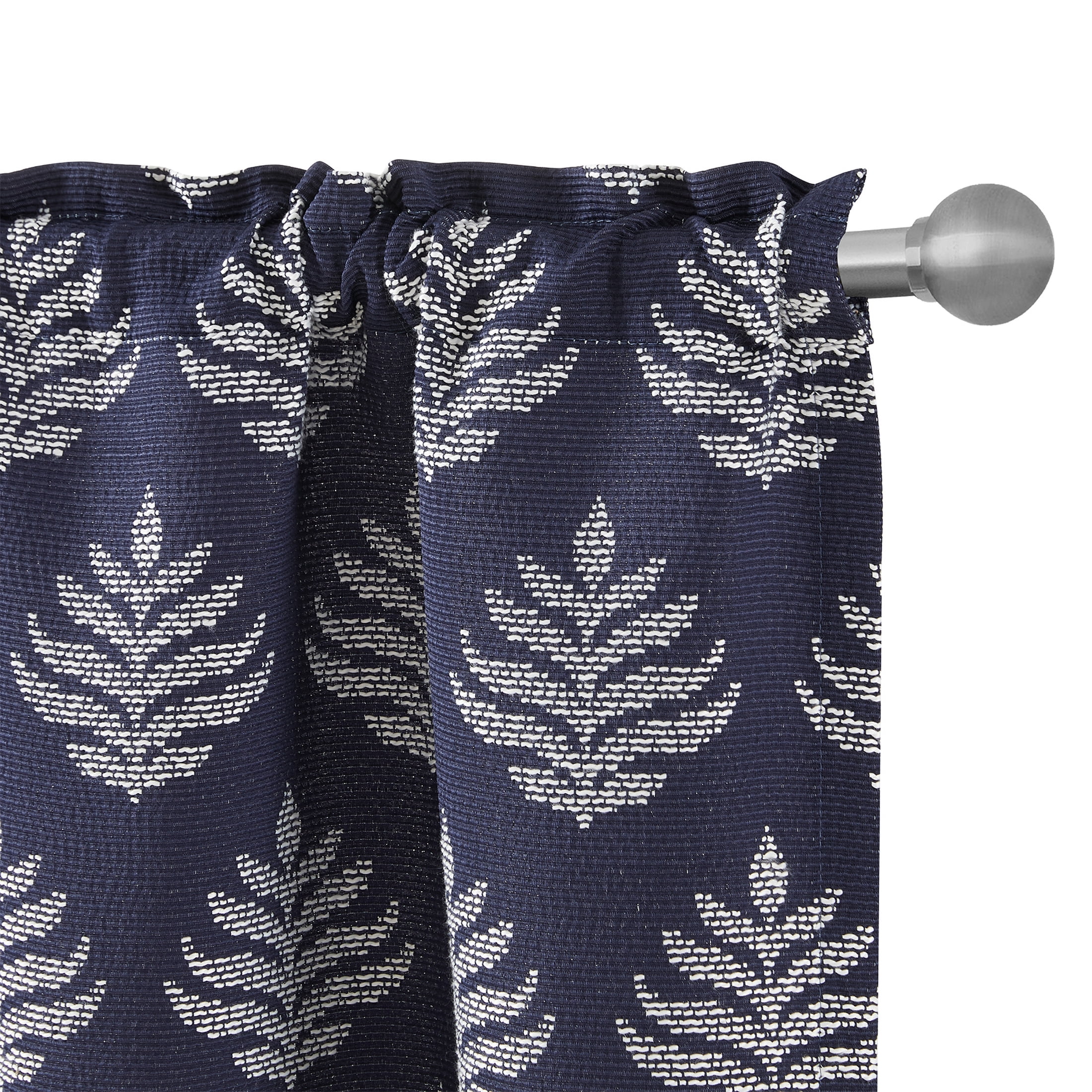 (2 pack) Better Homes & Gardens Rowan 3-Piece Indigo Blue Jacquard Kitchen Curtain Set