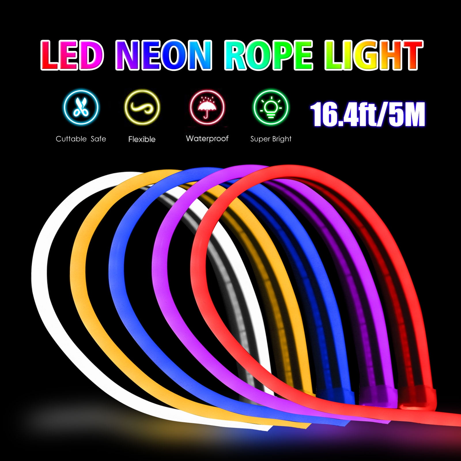1m-20m IP68 Waterproof Flexible LED Neon Rope Strip Light 2835 120LEDs//m DC 24V