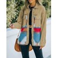 thumbnail image 2 of HSHDLDF Women's Aztec Denim Jacket Distressed Lapel Long Sleeve Vintage Button Down Denim Jacket Shacket, 2 of 4