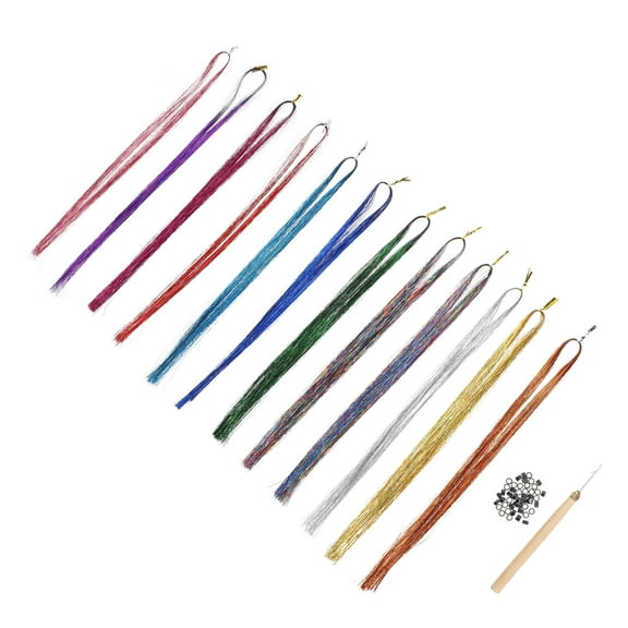 OFFIGAM Braid Hair Tinsel Kit with Assorted Colors, 1 Set Hair Accessories for Cosplay, Parties, and Festivals