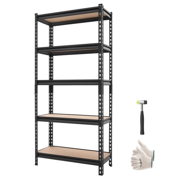 KFFKFF 5-Tier Adjustable Storage Shelves, 2000 lbs Capacity, Heavy-Duty Metal Utility Rack for Garage, Kitchen, Pantry, Basement, or Bathroom, 28.35" W x 12.17" D x 59.84" H