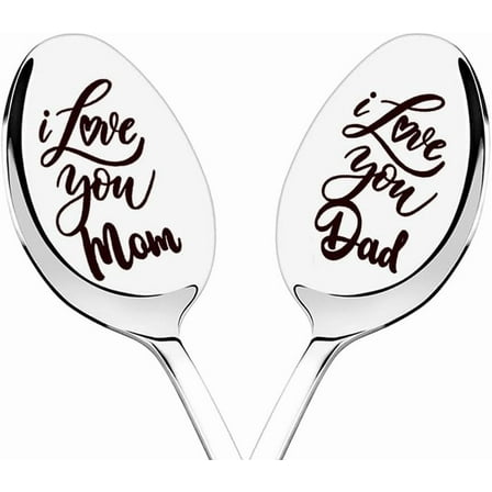 Parent Anniversary Birthday Gifts for Parents I Love Mom And Dad Coffee Spoons Gift for Mother Father Retirement Gifts for Women Men Mommy Daddy Christmas Gifts for Mom Dad from Daughter Son