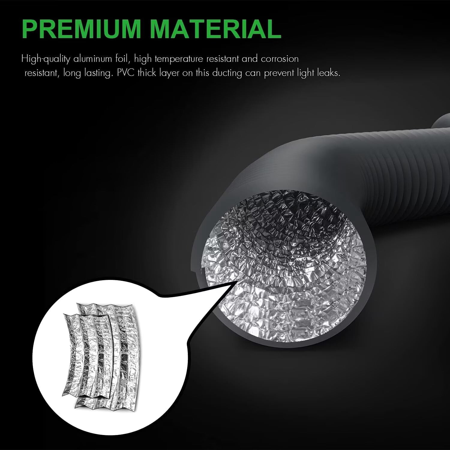 iPower 4 Inch 8 Feet Flexible Aluminum Ducting with 2 Clamps Included 4 Layer Protection Dryer Vent Hose for HVAC Heating Cooling Ventilation and Exhaust, Gray