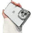 thumbnail image 1 of Compatible for iPhone 12 Case with Glitter Diamond Camera Protector,Bling Clear Crystal Cute Phone Case Shockproof Sparkle Len for iPhone 12(6.1'')-Silver, 1 of 5