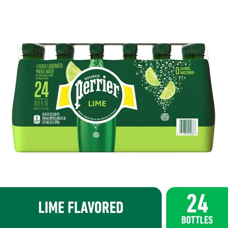 Perrier Lime Flavored Sparkling Water, 405.6 fl oz, 24 Pack Plastic Water Bottles