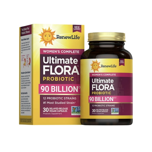 Women's Ultimate Flora Probiotic Supplement | 30 Vegetarian Capsules | 90 Billion CFU | by Renew Life