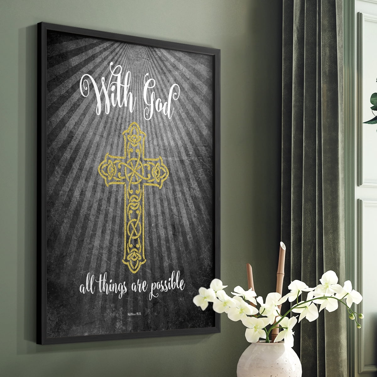 With God Gold Framed Print - Solid Wood in Single Picture Frame Solid Wood 2 Framed Print